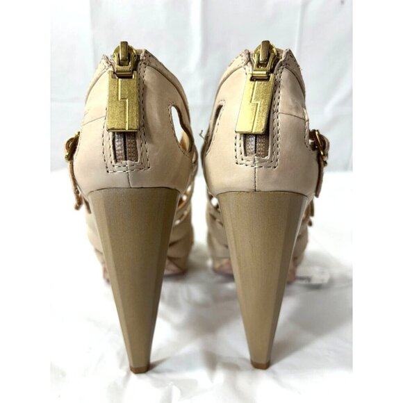 L.A.M.B Gwen Stefani LAMB DAVIN Natural Leather Strappy Pumps Size 6.5 - Picture 4 of 16